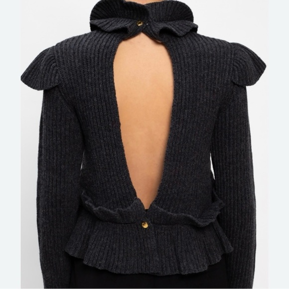 Ganni Dark Gray Cowl Neck Sweater - Picture 5 of 15